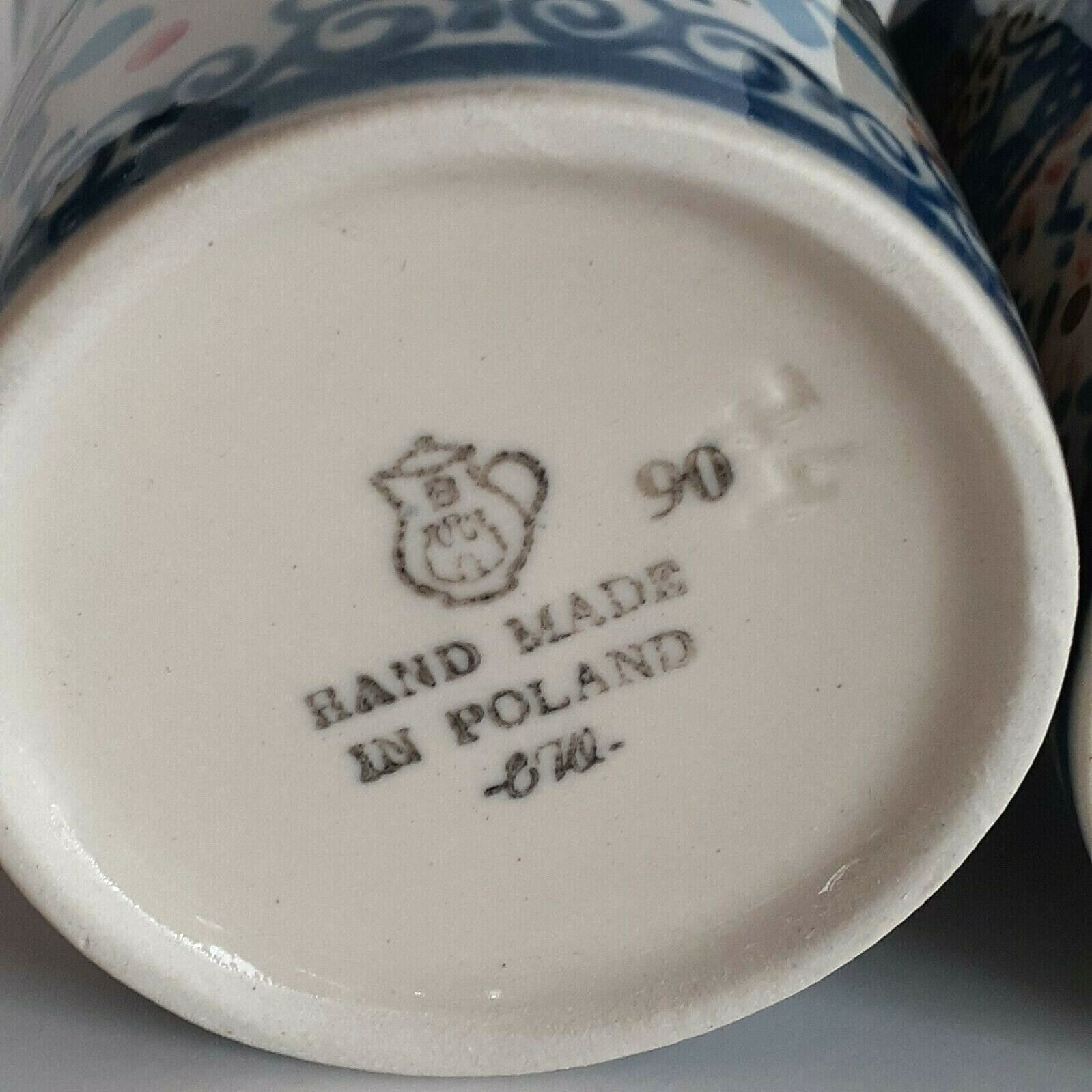 Polish Pottery 8 oz Coffee/Tea cups - Qty of 4 - all different designs/patterns Без бренда - фотография #7