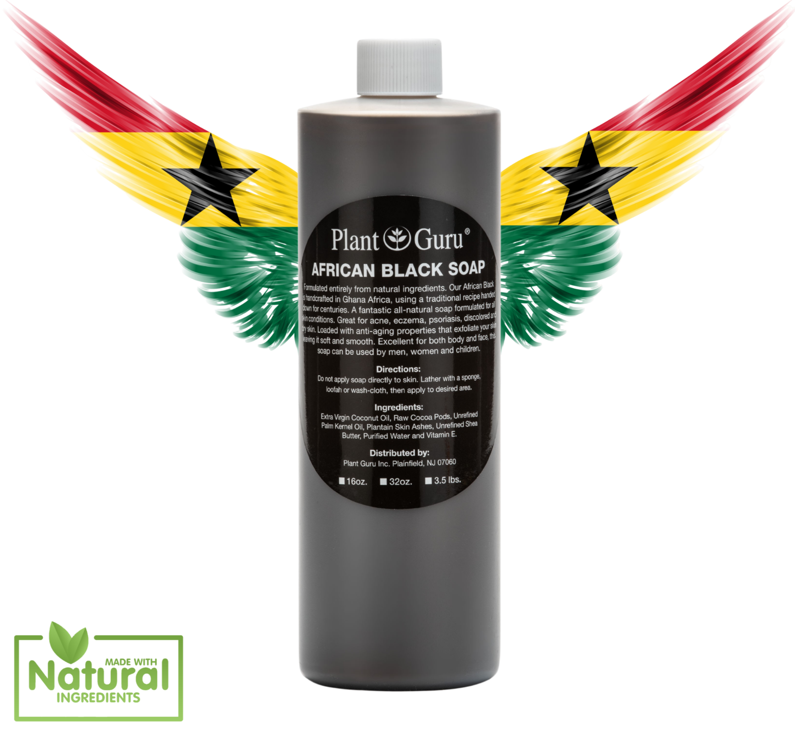 Raw African Black Soap Liquid 100% Pure Organic Natural Bath Body Face Wash Bulk Plant Guru - фотография #20