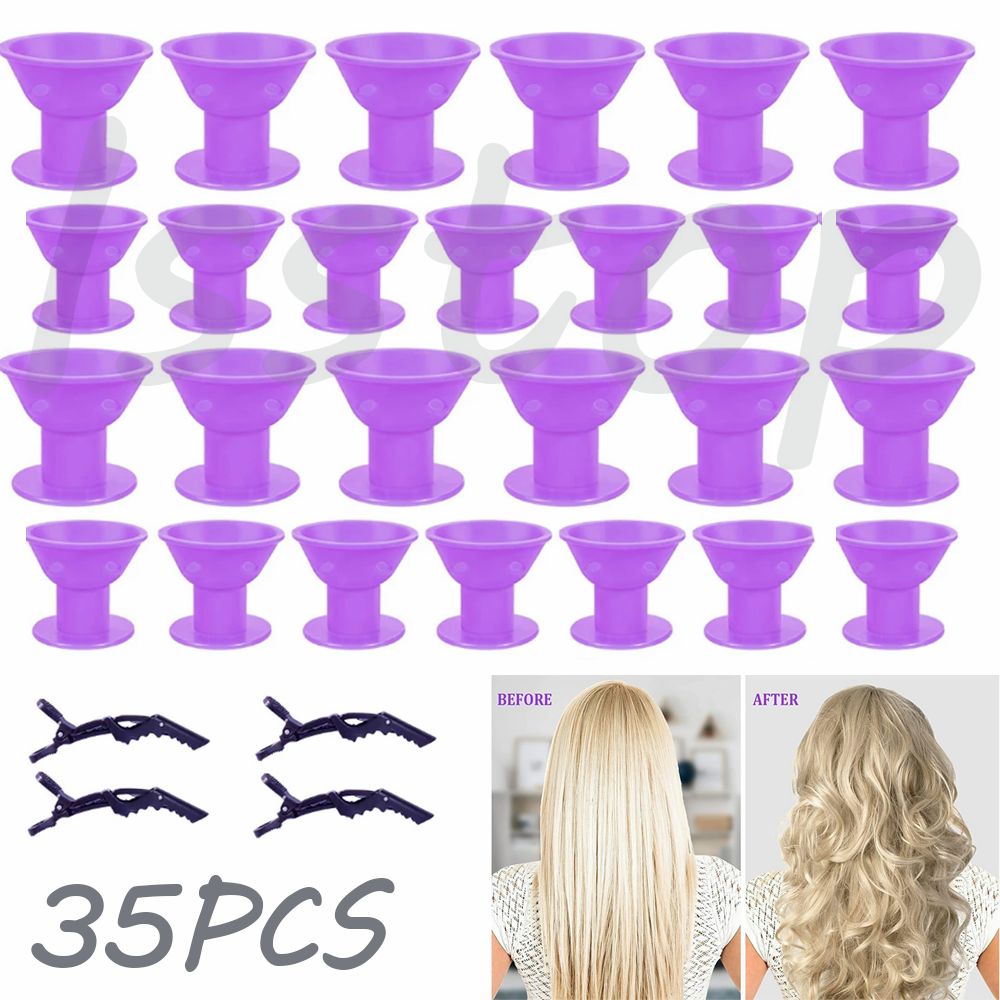 35PCS Magic Hair Curlers Rollers Heatless Silicone DIY Formers Styling Tool US Unbranded Does Not Apply