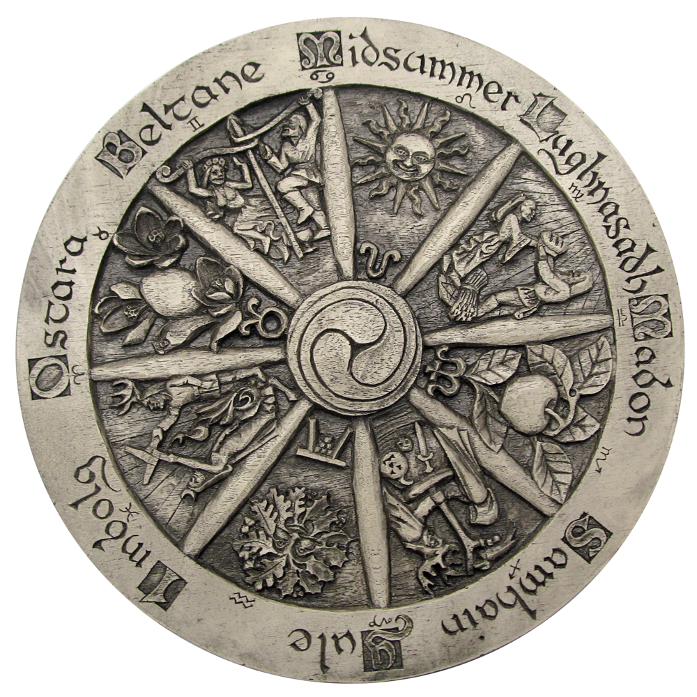 Large Wheel of the Year Plaque - Stone Finish - Wicca Pagan Sabbats Wall Decor Без бренда
