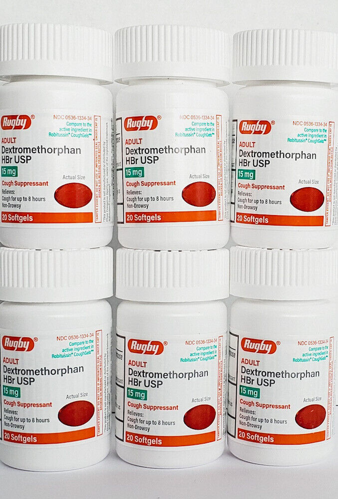 Robafen Cough Suppressant - 15 mg - 20 Softgels (6 Pack) - Exp Date 06-2024 Rugby NOT SPECIFIED