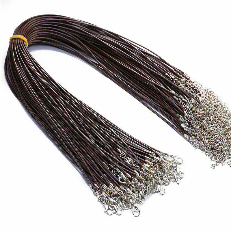 100pcs 1.5mm Coffee Wax Leather Cord Necklace Rope 45cm Chain Lobster Clasp DIY Unbranded - фотография #8