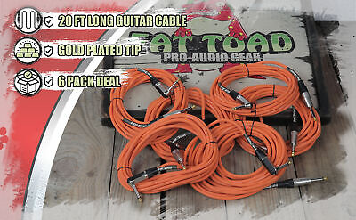 FAT TOAD Guitar Cables Right Angle 20FT ¼ Jack 6 Cords Instrument Speaker Wires Fat Toad U-AP2303-R-20FT (6) - фотография #5
