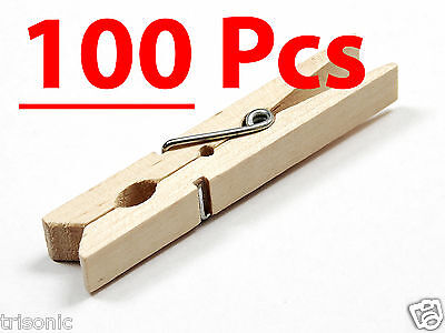 100 Pcs Wood Clothespins Wooden Laundry Clothes Pins Large Spring Regular Size Unbranded Does Not Apply