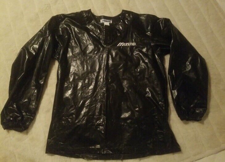 LOT 20 Vintage Mizuno Polyurethane wet look pvc pullover baseball Jackets Black Mizuno