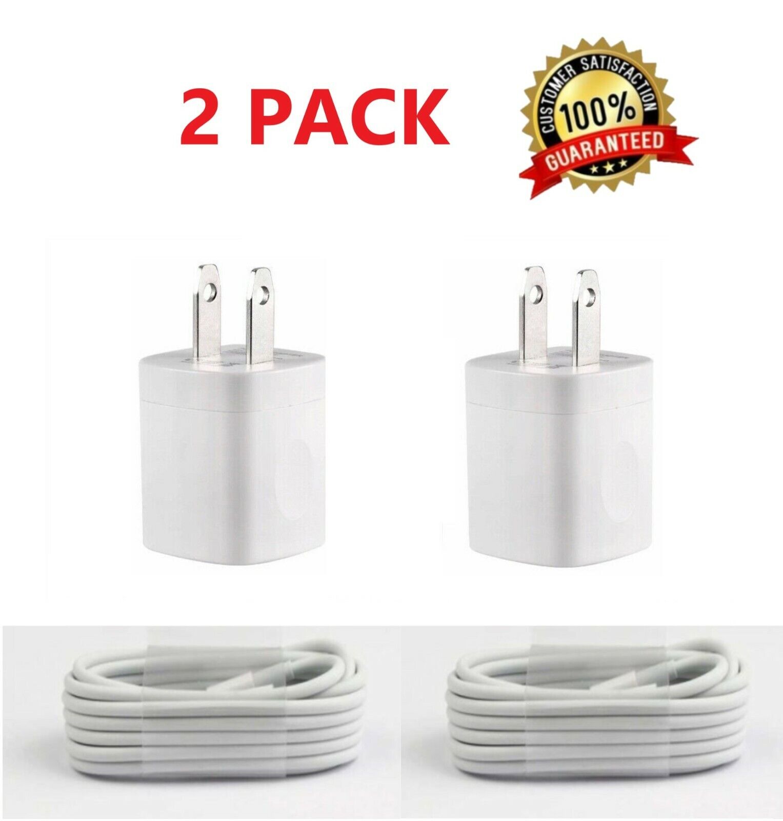 2PACK USB Home AC Wall charger For iPhone X Xs MAX 8 7 6 5 5S Cable EZT Does Not Apply