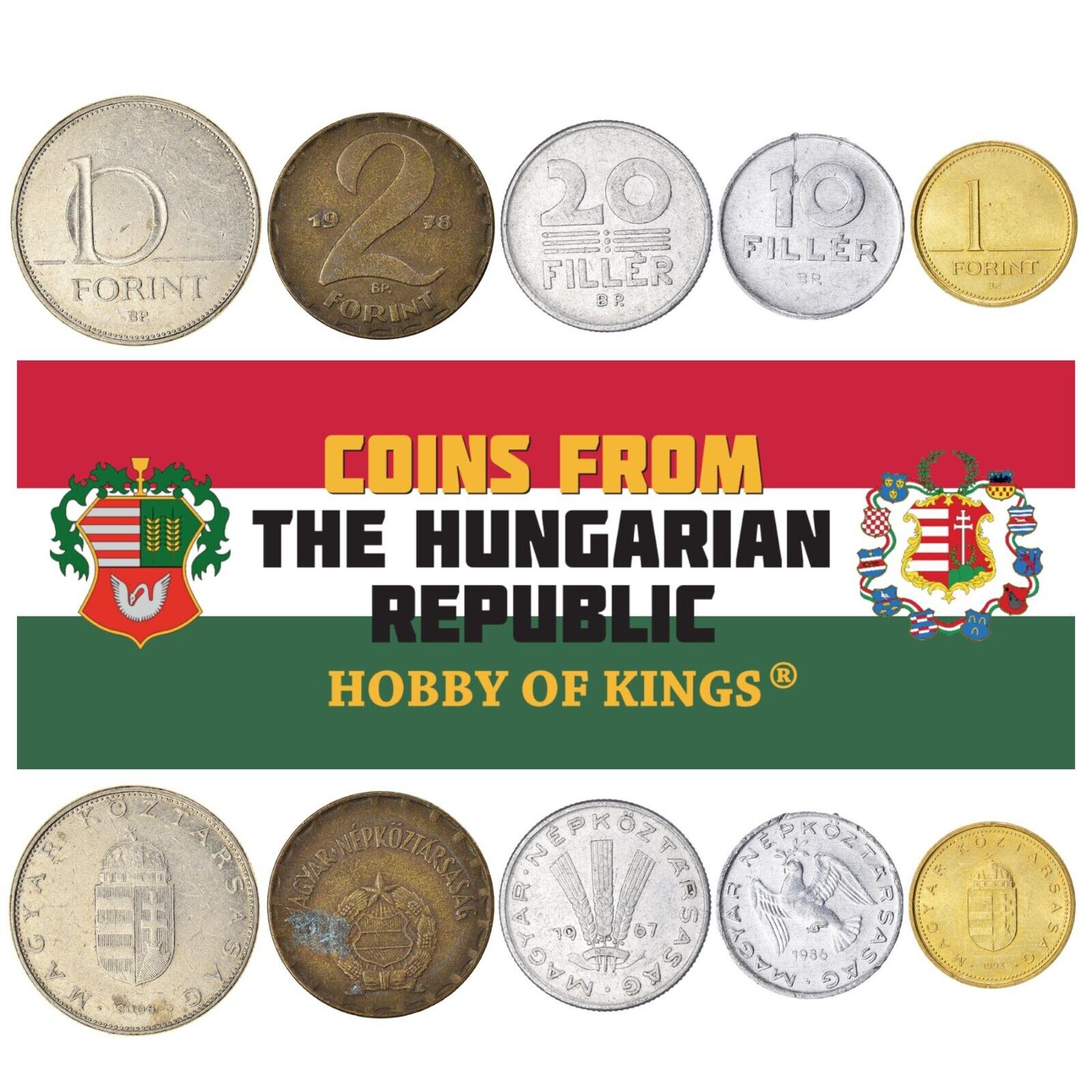 5 Hunngarian Coins | Mixed Forints Fillers | Hungary | Magyar | Nepkoztarsasg Без бренда - фотография #2