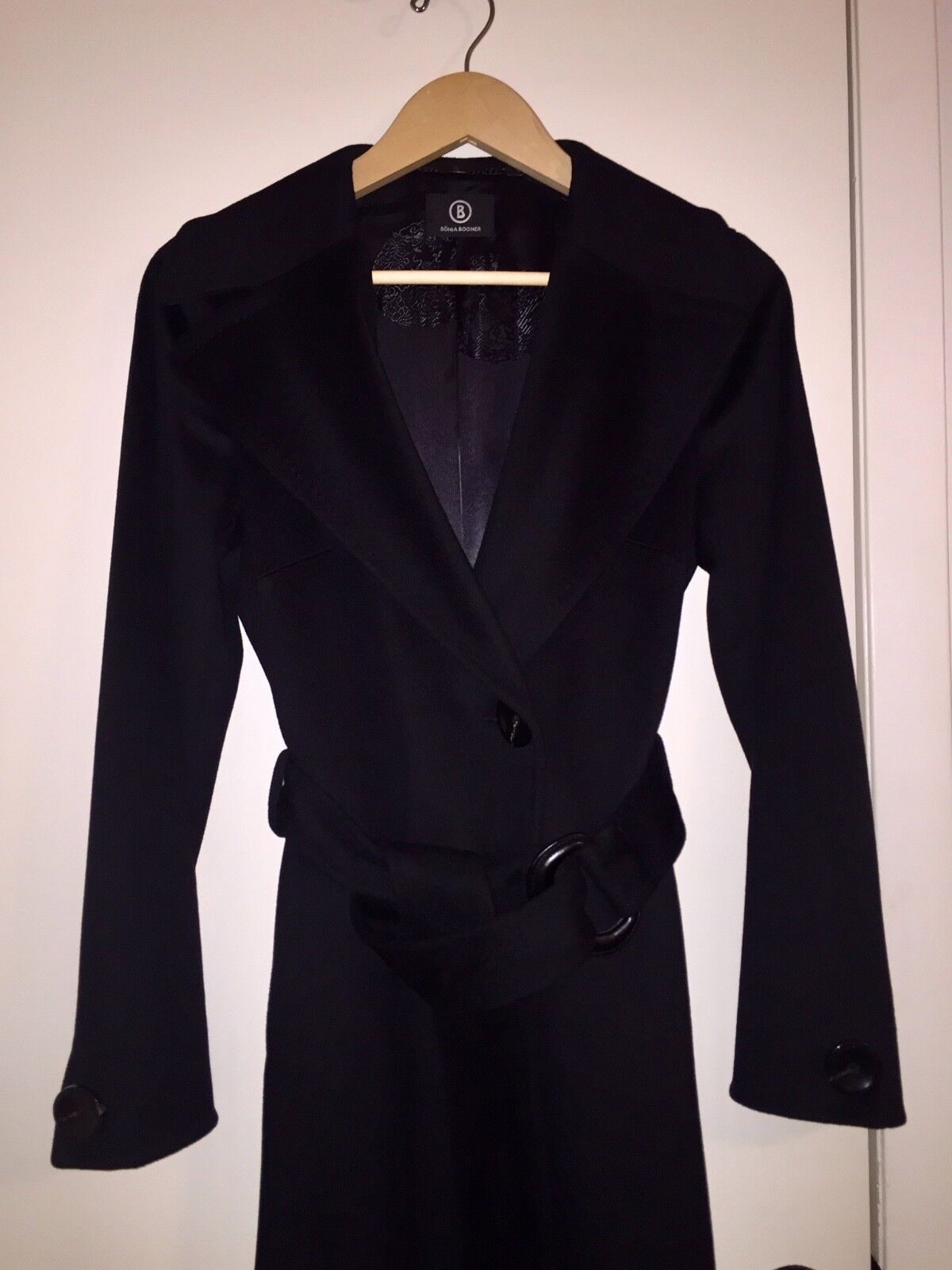 NEW Loro Piana Italy for Sonia Bogner Fine Virgin Wool Dress Coat Black size 4 Bogner