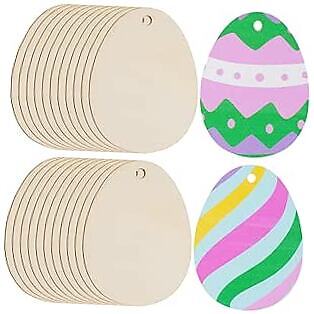  50 Pieces Wooden Cutout Easter Egg Ornaments Egg Wood DIY Crafts 3 inch Does not apply Does Not Apply