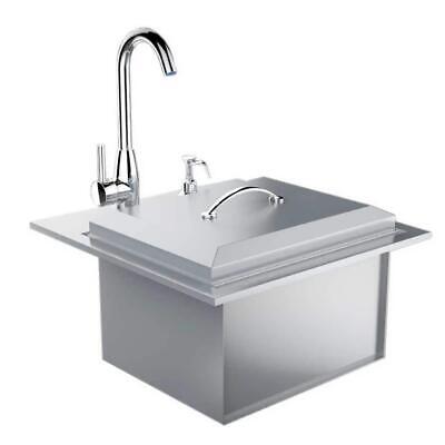 Sunstone Drop-In Kitchen Sink w/ Hot/Cold Faucet + Cutting Board Stainless Steel Без бренда B-PS21