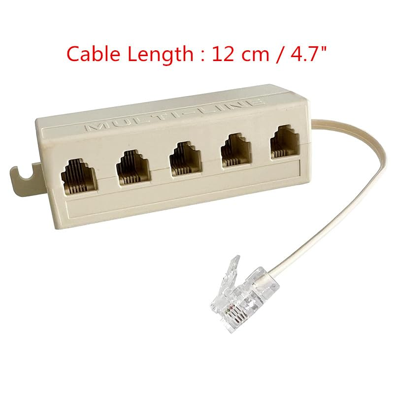 Beige RJ11 6P4C Male to 5 Female Outlet Ports Socket Telephone Phone Cable Line  Does not apply - фотография #4