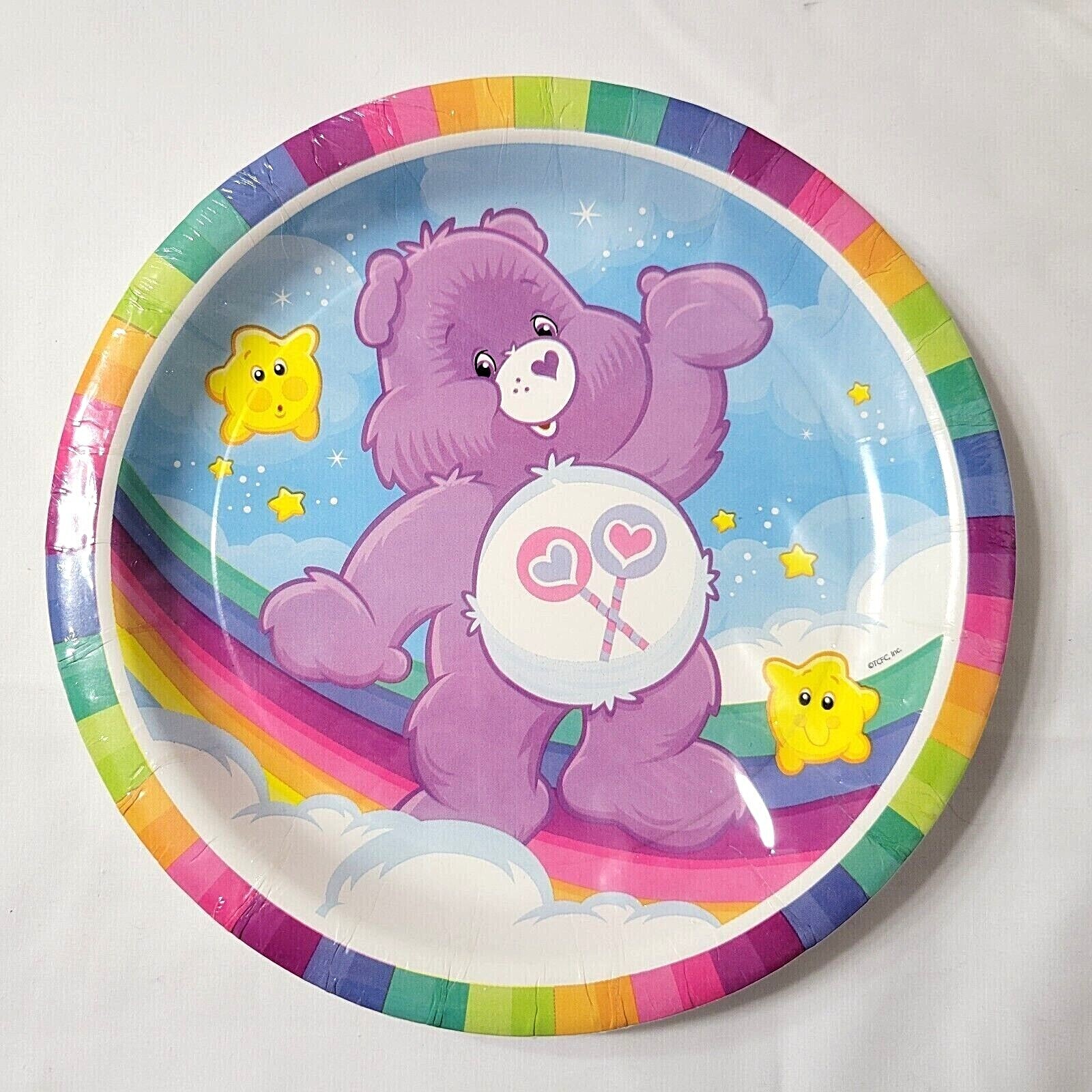Care Bears Party Supplies Rainbow Colors 2 sz Plates Bags Cups Hats Napkins 2002 DesignWare / AMC Does Not Apply - фотография #6