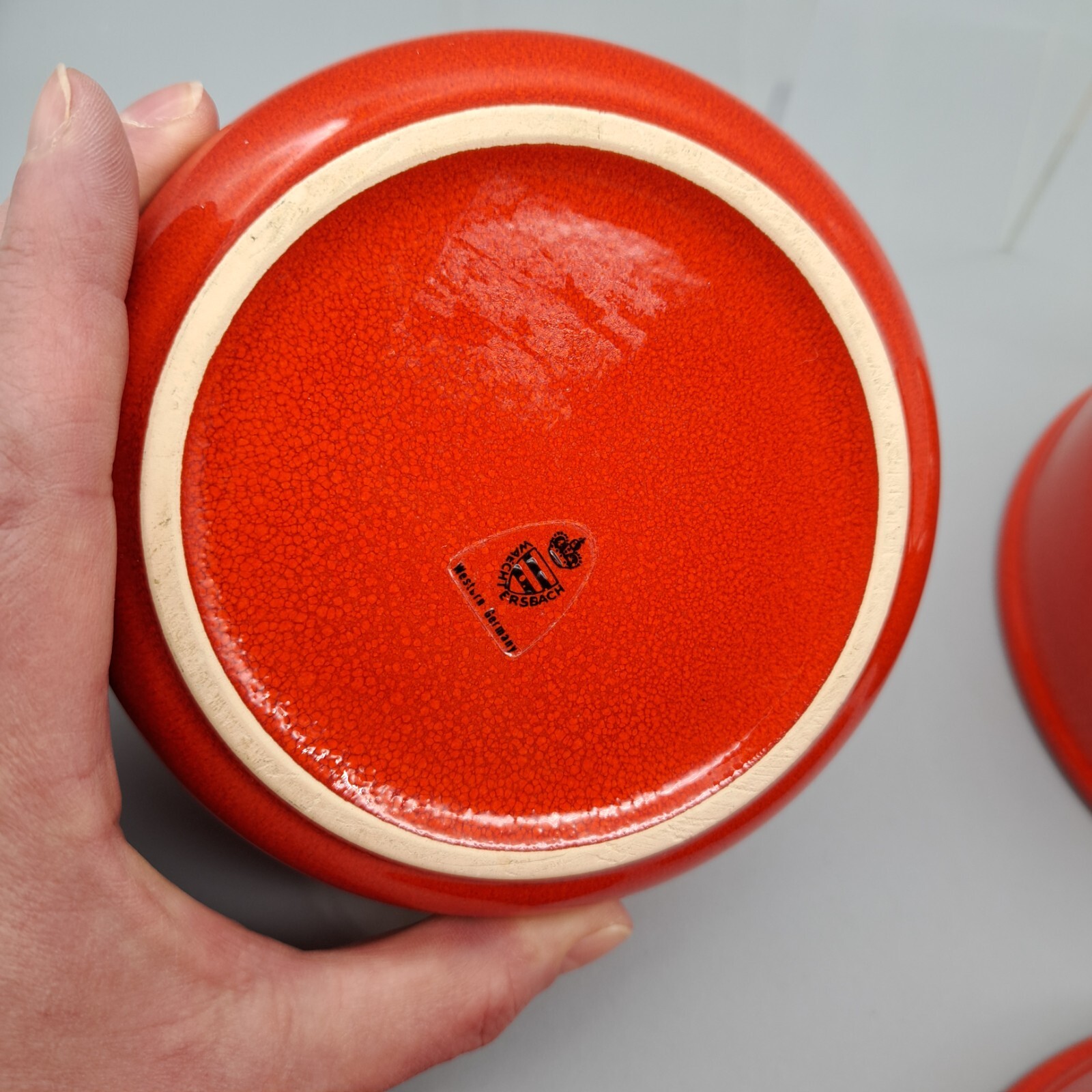 Vintage Red Cereal/Soup Bowl 5 1/4” W. Germany Waechtersbach Lot of 4 Waechtersbach - фотография #9
