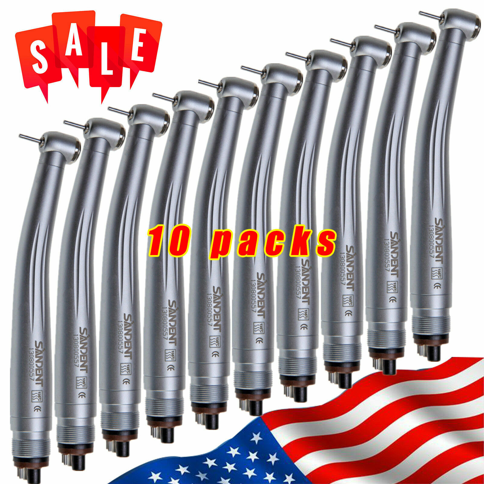 10 Pcs NSK PANA MAX Style Dental High Speed Push Button Handpiece 4 Hole SANDENT SANDENT Does not apply