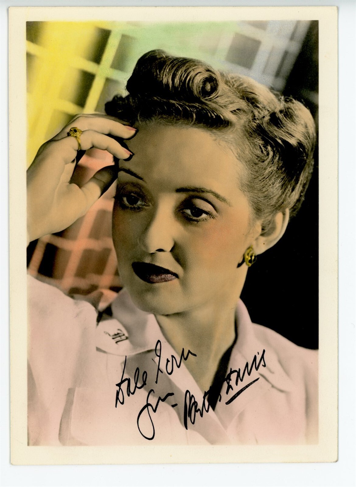 VINTAGE SIGNED ITEMS 2: BETTE DAVIS INSCRIBED STUDIO PORTRAITS 1 COLOR 1 B&W Без бренда - фотография #3
