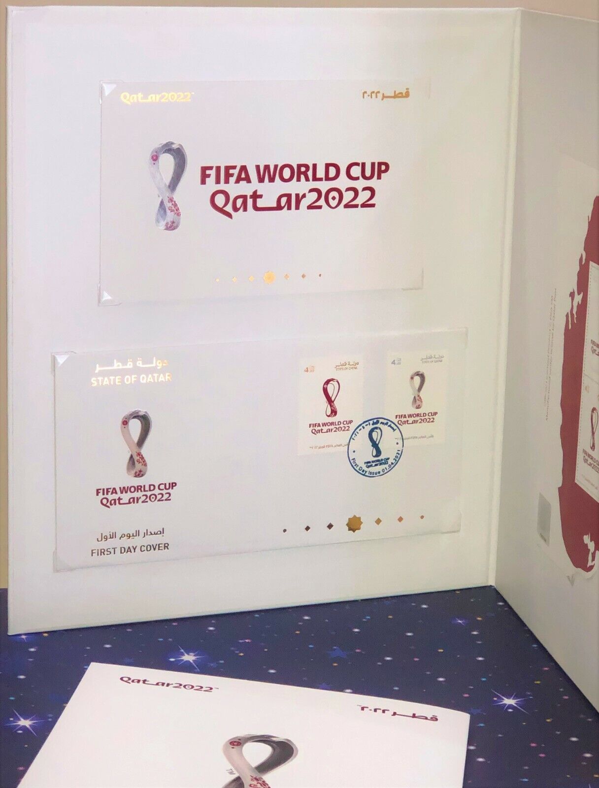 FIFA 2022 QATAR EMBLEM Folder EDITION By Qatar Post FDC+MS SHEET+POST CARD MNH Без бренда - фотография #2
