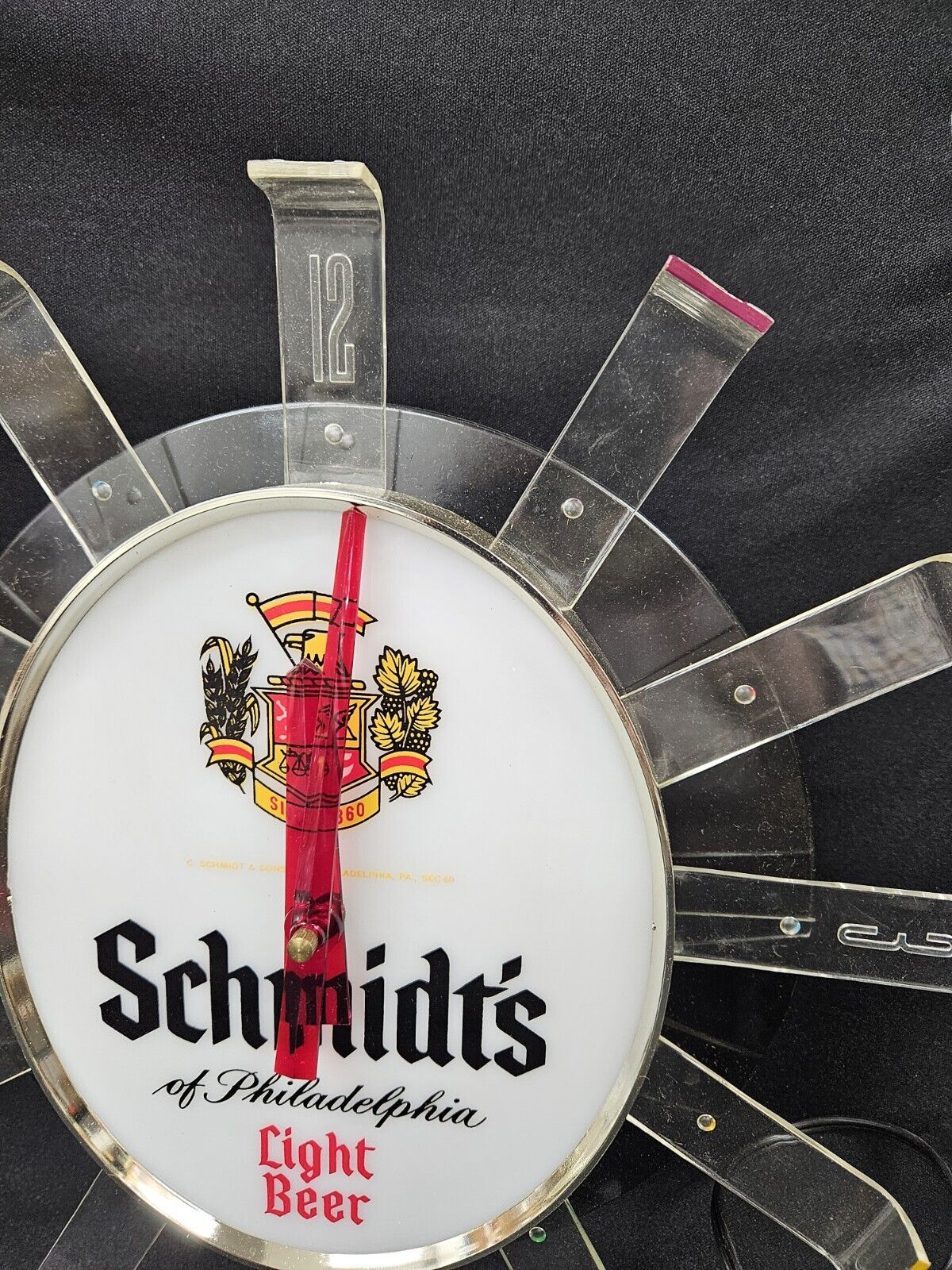 Vintage Schmidt’s Light Beer Edge Lighted Clock -New old Stock-Original Box Schmidt’s - фотография #8