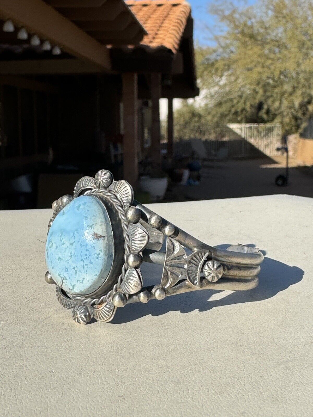 Golden Hills Turquoise ~Handcrafted Ornate Navajo Cuff Bracelet, by Betta Lee Unbranded - фотография #3
