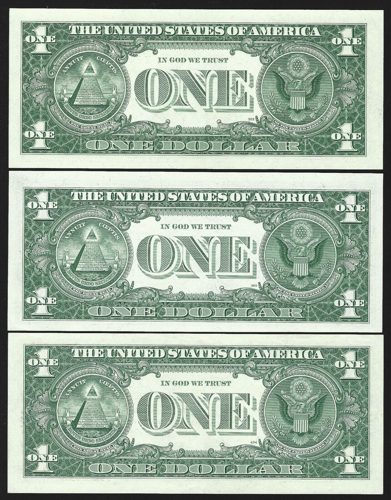 (3 ) $1 SILVER CERTIFICATES COMPLETE SET OF 3 = GEM UNCIRCULATED = 1957, A & B Без бренда - фотография #3