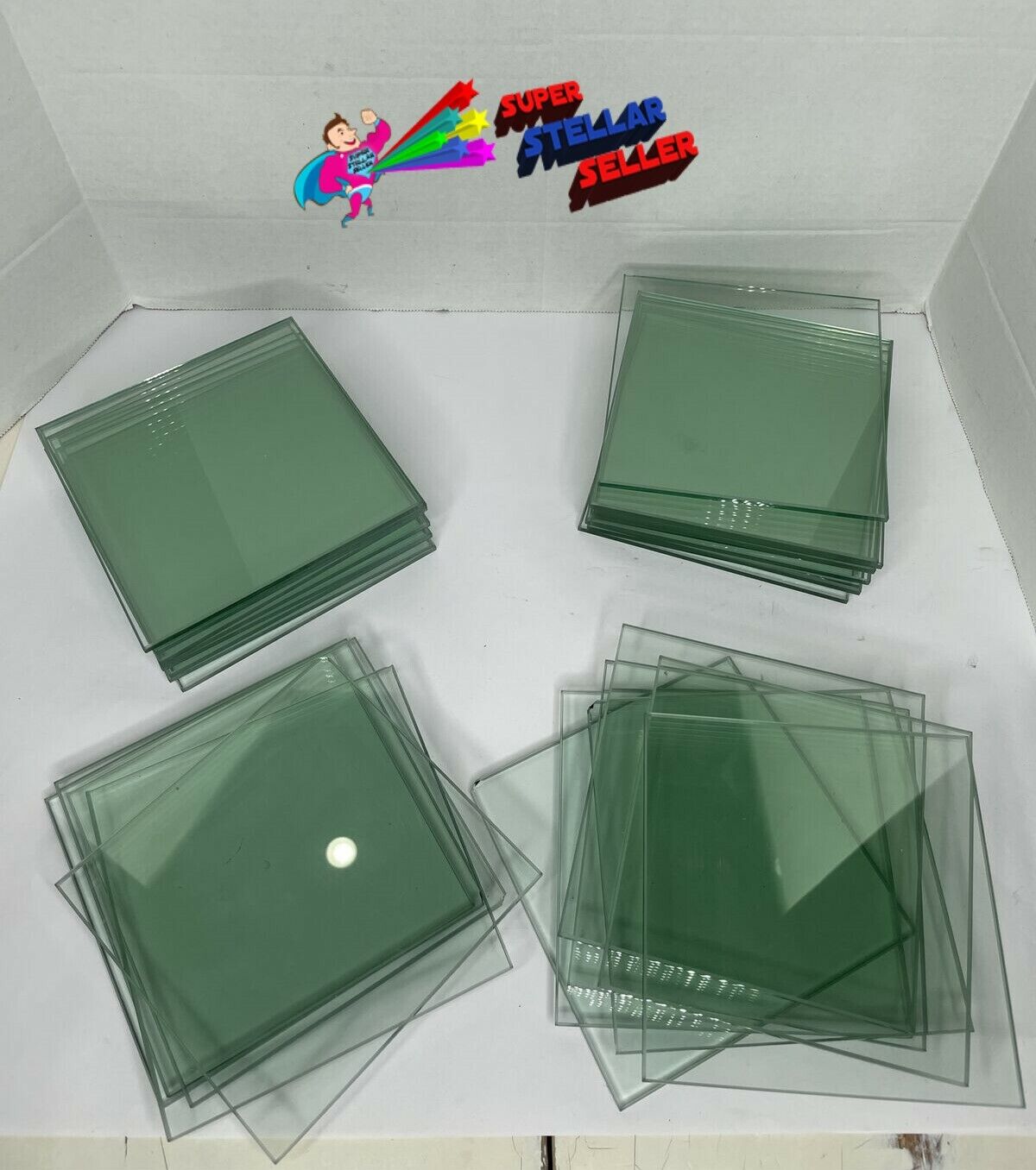 LOT OF 30 -  Square Clear Glass 6" x 6" (nominal) x 6mm Thick - Flat Polish Edge Unbranded Does Not Apply