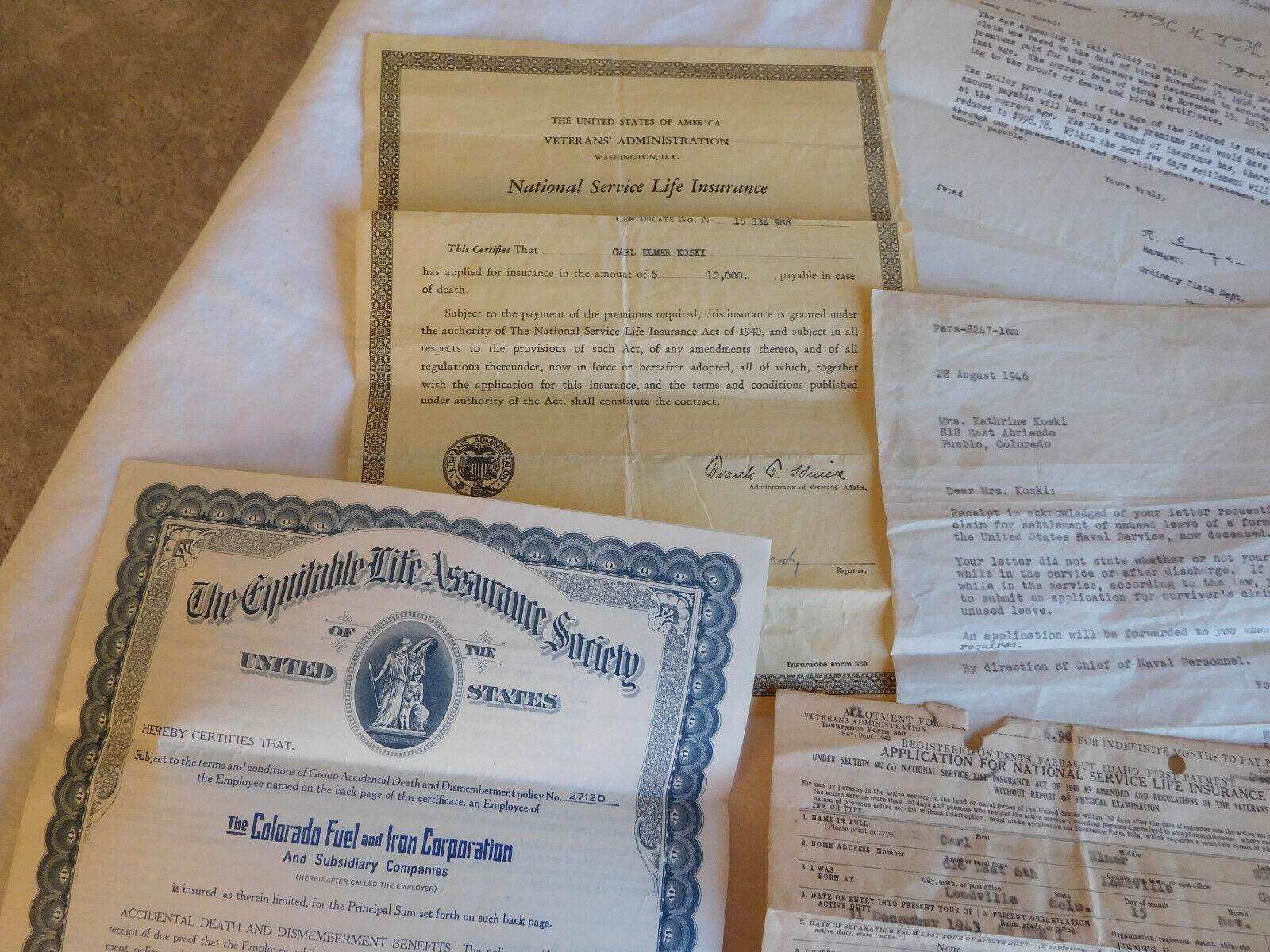 WWII EPHEMERA lot of 9 pieces Discharge Insurance Soc Sec Letters vtg 1944-1951 Без бренда - фотография #2