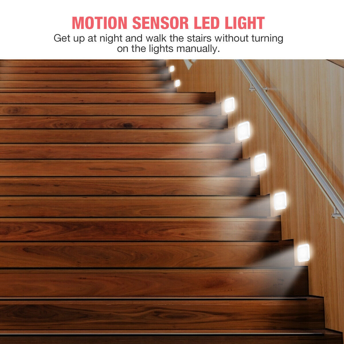 6-LED Wireless Motion Sensor Night Light Wall Cabinet Closet Stair Battery Lamp Housmile Under Cabinet Lights - фотография #7
