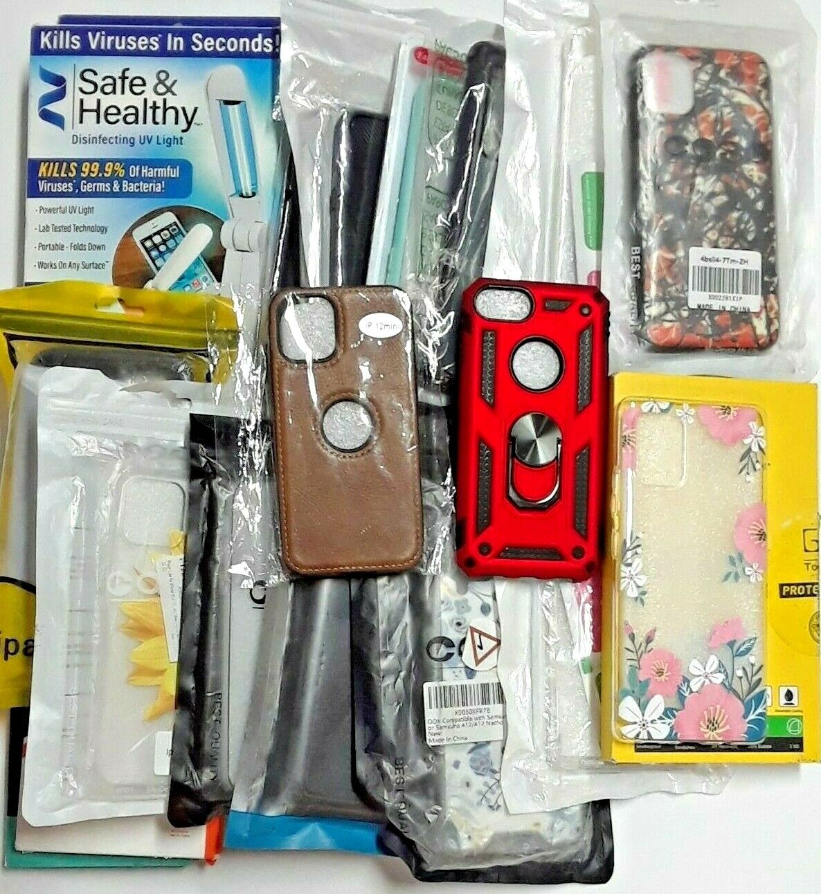 Lot of 18 assorted Cell Phone Cases and some accessories. New. for resale Assorted does not apply