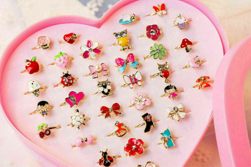 20Pcs Girls Kids Cartoon Adjustable Ring Crystal Rings Jewelry Cute Xmas Gift US Unbranded Does not apply - фотография #12
