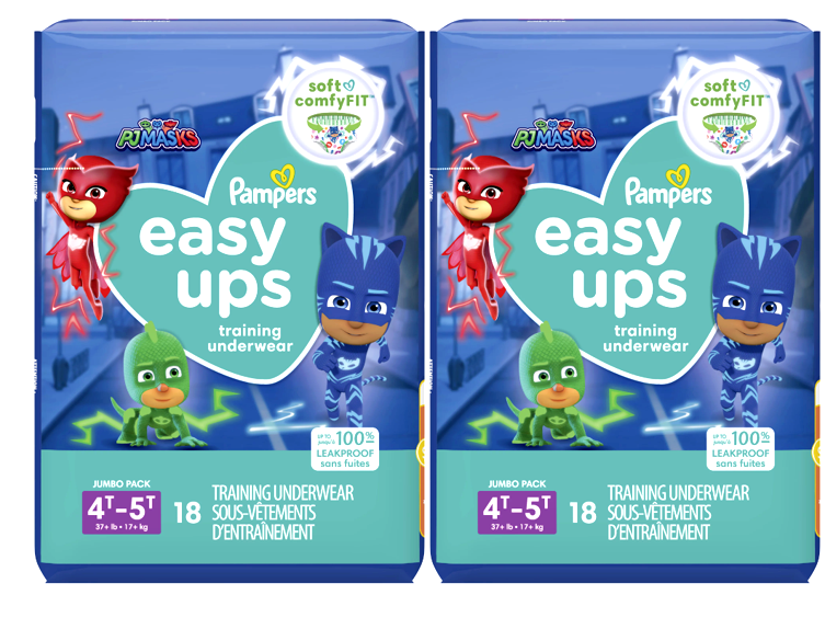 PAMPERS EASY UPS TRAINING UNDERWEAR 4T-5T, 37+ Lb Jumbo Pack 18 Count - Lot of 2 Pampers
