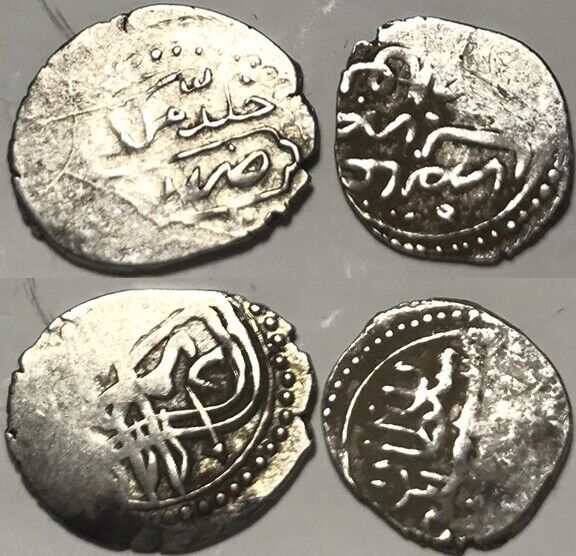 Lot 2 original Islamic silver akce/beshlic coins Ottoman Empire Sultan 16century Без бренда