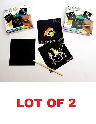 Lot of 2 Scratch Art Rainbow Mini Notes Pen Doodle Pad Black Craft Drawing Fun  Scratch Art