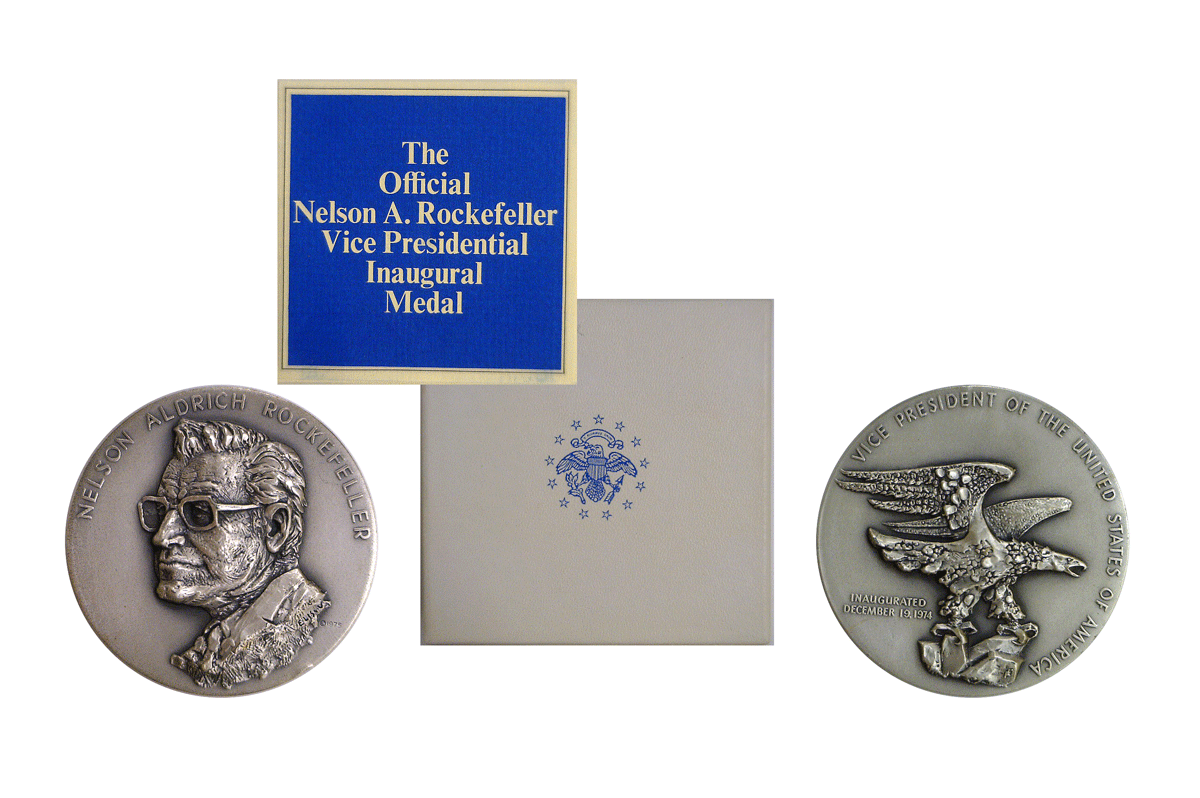 1974 Nelson Rockefeller VP Inauguration 5 Oz. Silver/Bronze Medal Set #0033 Medallic Arts