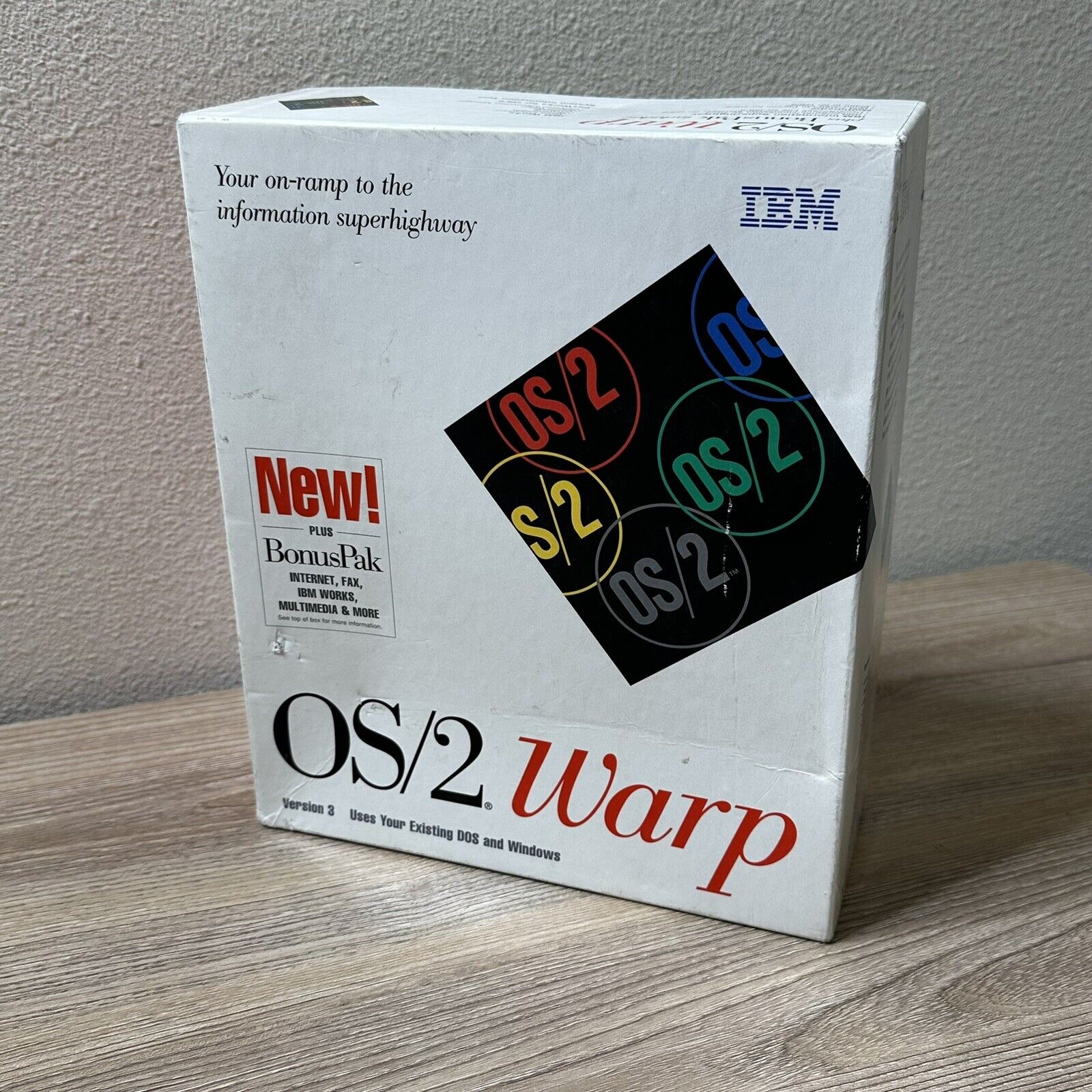 Vintage Rare IBM OS/2 Warp Version 3 plus Bonus Pak DOS Windows CD-ROM NEW IBM