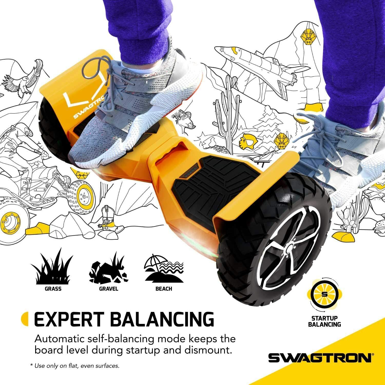 Swagtron T6 Adults Off Road 10"  Hoverboard Bluetooth 420 lb Weight Limit UL2272 Swagtron T6 - фотография #3