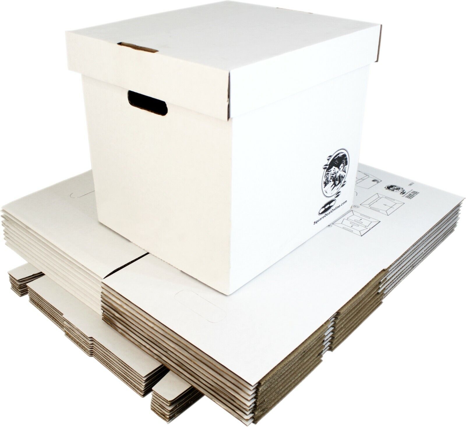 (10) 12" White Record Boxes with Lids - LP Vinyl Album 33rpm Cardboard Storage Square Deal Recordings & Supplies 12BC13