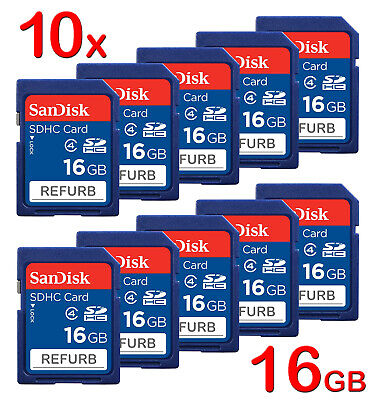 Pack of 10 Genuine Sandisk 16GB Class 4 SD SDHC Flash Memory Card SDSDB-016G lot SanDisk SDSDB-016G-B35, SDSDB016G, SDSDB016GB35