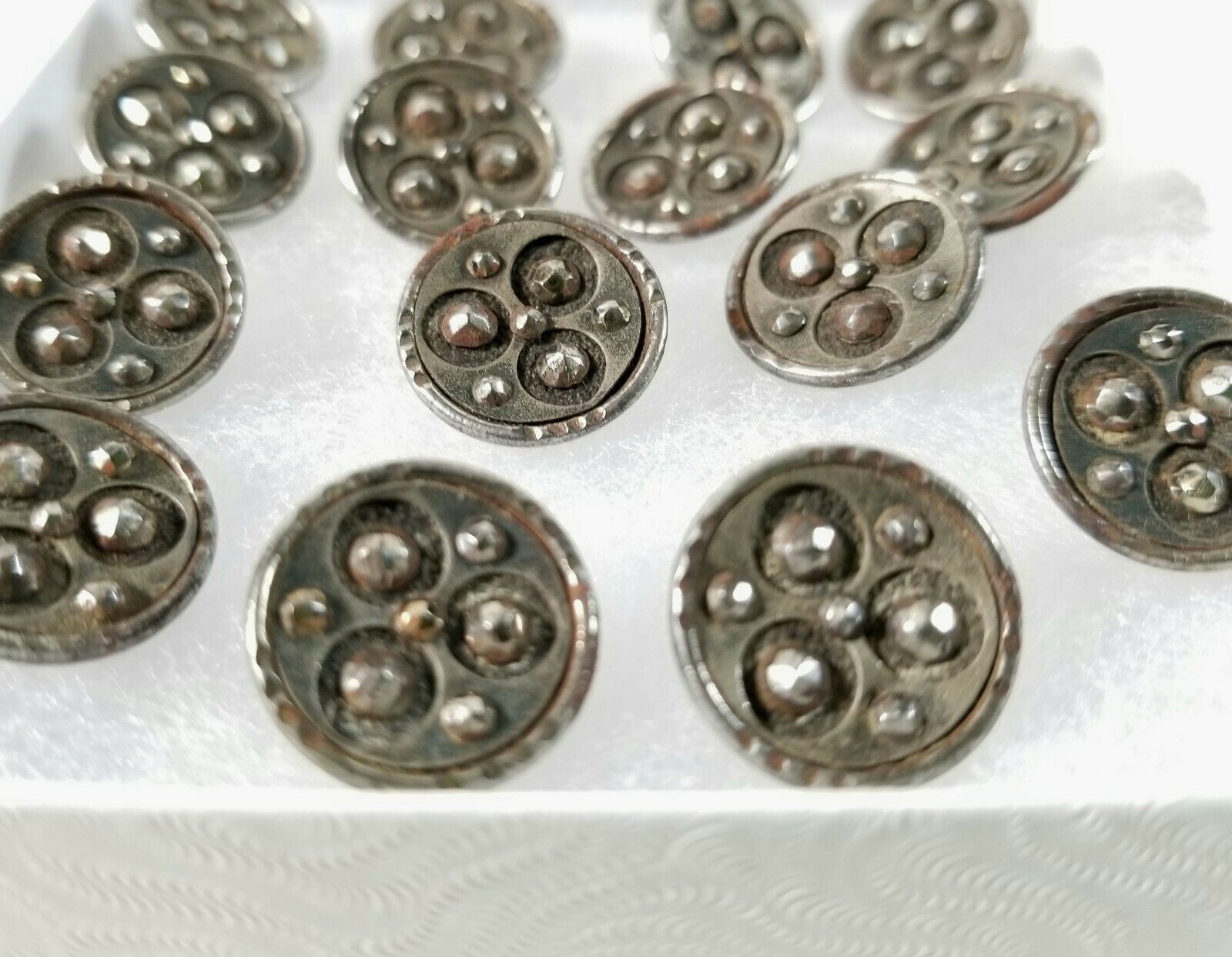 Lot Of 15 Antique Victorian Marcasite 5/8" Buttons Unmarked Metal Shank VFINE Без бренда - фотография #2