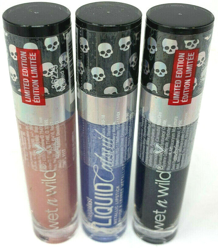 (3) Wet N Wild Goth-O-Graphic Liquid Catsuit Metallic Lipstick Sealed No Repeats wet n wild Does Not Apply - фотография #2