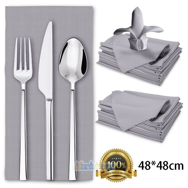 10Pack 18" Cloth Dinner Table Napkins for Weddings - Light Gray Polyester Fabric MUCH Does Not Apply