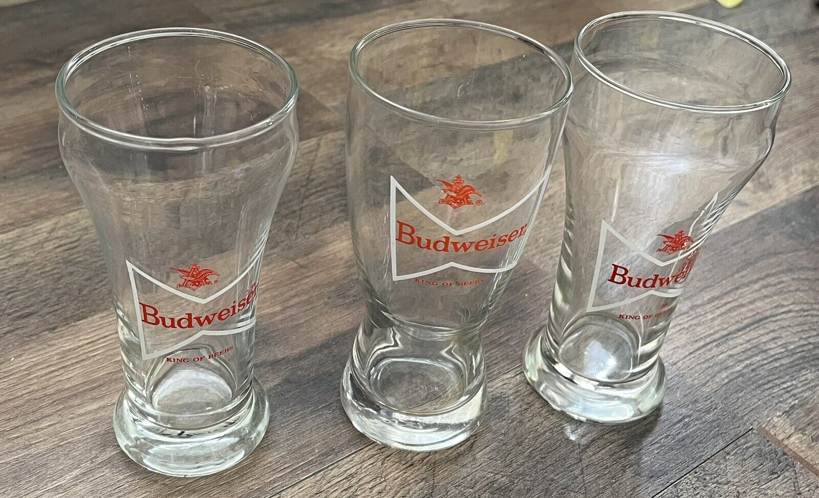 🎁 3 Vintage Budweiser Bowtie King Of Beers Glass Bar Glasses Collectible Budweiser - фотография #9