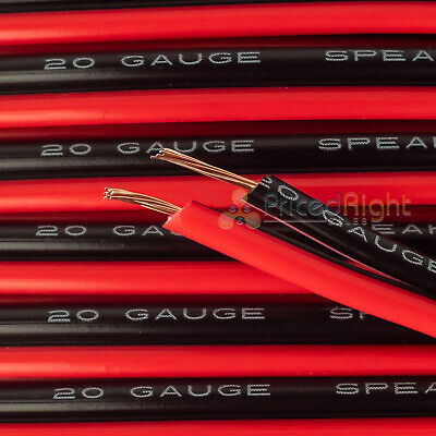 50 Ft 20 Gauge Speaker Wire Cable Car Home Audio 50' Black & Red Zip Wire Audiopipe CABLE20