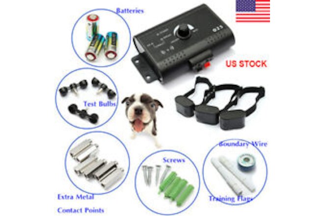 Wireless Electric Dog Fence Pet Containment System Shock Collars For 1/2/3 Dogs