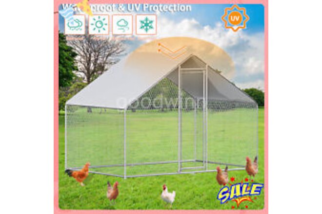 Large Metal Chicken Coop Walk-In Chicken Run 10x6.6x6.6 ft with Roof Farm Yard