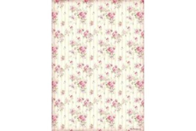 Stamperia International Sweety, Rose Wallpaper Rice Paper A4 DFSA4505