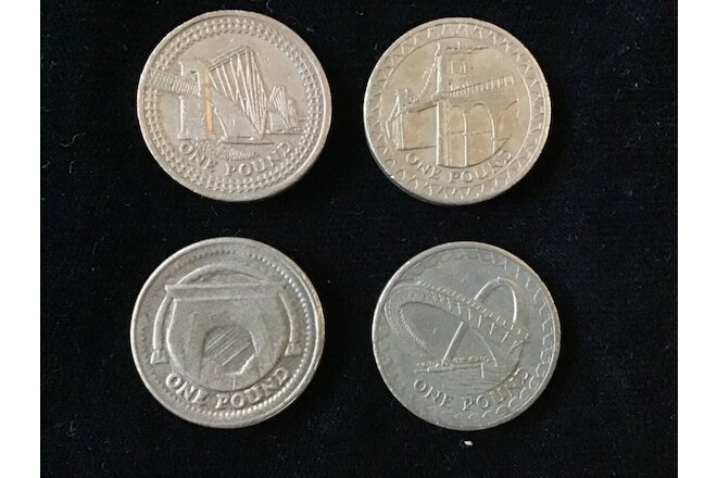 UK 2004-2007 Set British 1 pound Coins England Scotland Wales N Ireland Bridges