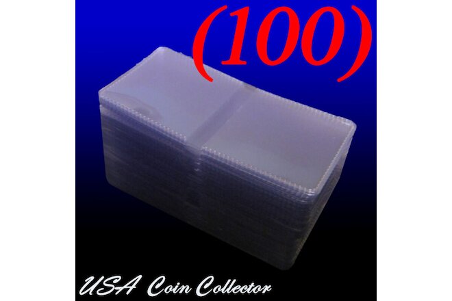 (100) 2x2 Double Pocket Vinyl Coin Flips for Storage & Display - Plastic Holders