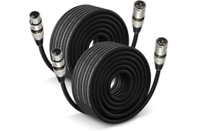 XLR Cable 50 Ft 2 Pack, Balanced DMX Cable, 3 Pin Male to Female Microphone Cabl