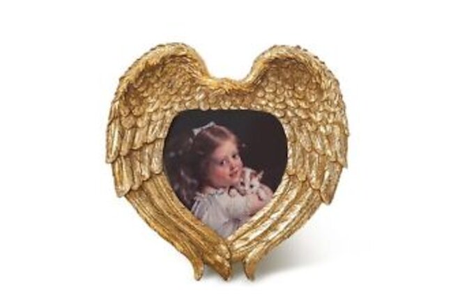Vintage Picture Frames, 4x4 Antique Angel Wings Heart Shaped Memorial Photo F...