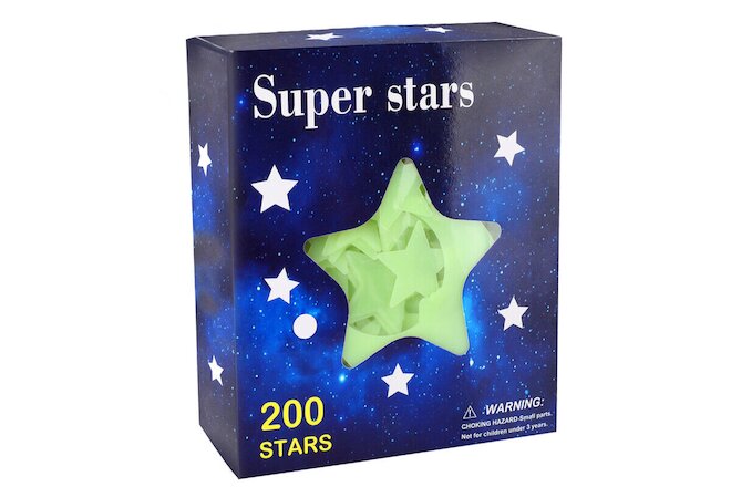 200pcs 3D Wall Stickers Stars Glow In The Dark Luminous Fluorescent Kids Bedroom