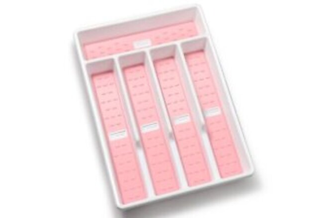 Silverware Organizer With Icons Plastic Cutlery Silverware Tray For Drawer Pink